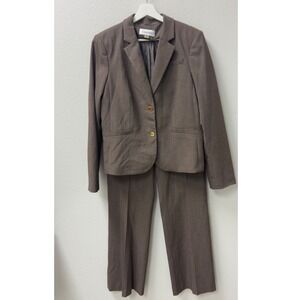 Calvin Klein Pant Suit Jacket 14 Pants 12 Brown Modern Fit Professional Office